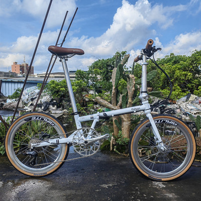 风行Fnhon折叠自行车 FGD2018蚂蚁腿复古铬钼钢架20寸碟刹451轮组