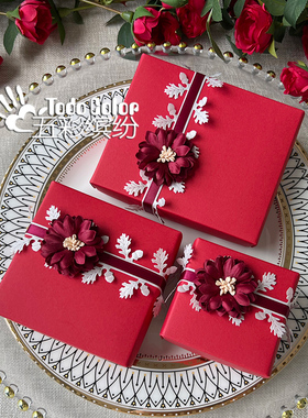 则礼 春暖花开结婚喜糖盒小 婚礼新款糖果包装盒子红色免折叠空盒