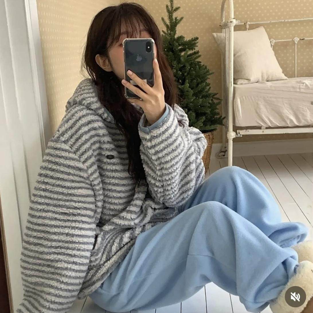 韩国单E*g经典条纹穿搭连帽大口袋半拉链卫衣加绒加厚保暖宽松女,女装/女士精品,卫衣/绒衫,淘宝优惠券,粉丝福利购,淘宝优惠卷