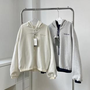 八奶韩国单两面穿连帽外套摇粒绒韩系穿搭宽松显瘦小众百搭休闲冬