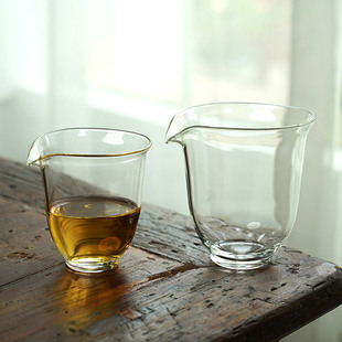 中式手工透明玻璃公道杯耐热匀杯茶海家用功夫茶具防烫分茶器公杯