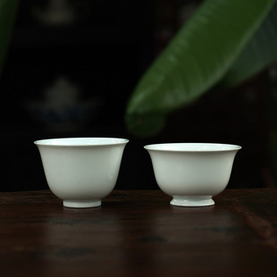中式景德镇全手工高温陶瓷茶杯品茗杯白瓷薄胎复古功夫茶具若琛杯