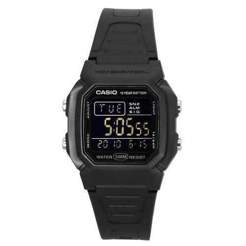 CASIO卡西欧数字的黑色双时间树脂表带石英W 800H 1BV 100M男士
