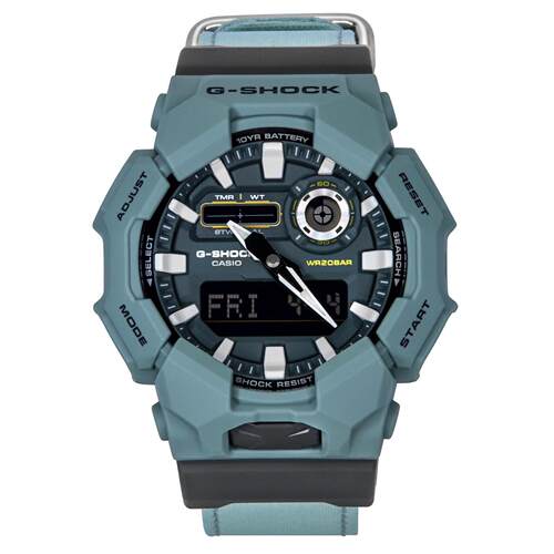 CASIO卡西欧G Shock数字的Cloth表带蓝色表盘石英GA 010CE 2A男士