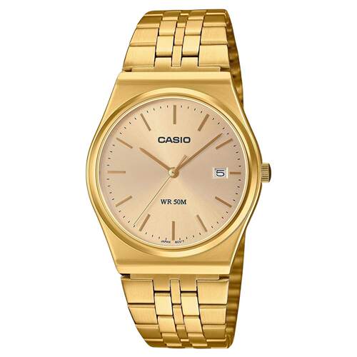 CASIO卡西欧金色不锈钢表盘石英MTP B145G 9AV 50M中性手表