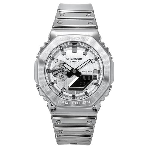 CASIO卡西欧G SHOCK数字的灰表盘石英运动GM 2100YM 8A男士手表