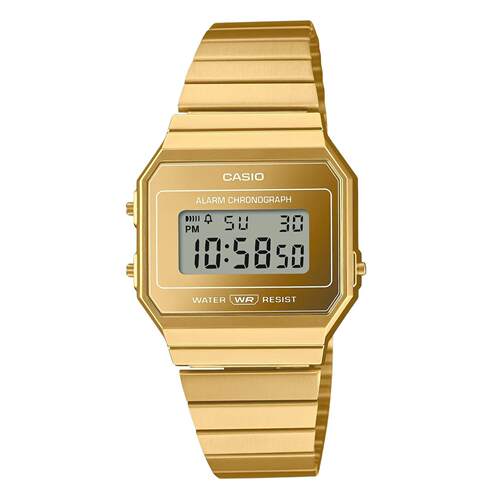 CASIO卡西欧复古数字的金色不锈钢石英A700WEVG 9A中性手表