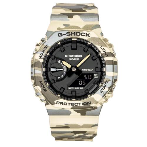 CASIO卡西欧G Shock迷彩黑色表盘石英GA 2100CM 5A 200M男士手表