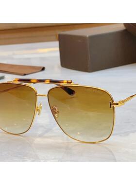 TOMFORD汤姆福特FT1017中性渐变黄色飞行员金属墨镜太阳眼镜