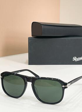 Persol 3310墨镜太阳眼镜57口18 145飞行员Gloss黑色框架绿色镜片