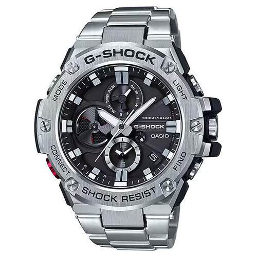 CASIO卡西欧男士G Shock钢不锈钢石英手表GSTB100D 1A