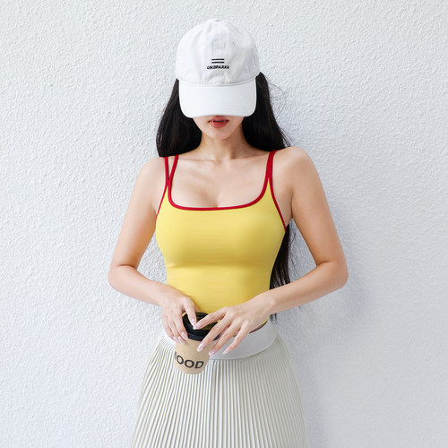 九麦一品新款运动背心一体式防震跑步内衣拼色美背外穿无袖瑜伽服
