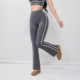 复古条杠瑜伽裤 子 女微喇叭高腰提臀紧身显瘦弹力运动外穿健身长裤