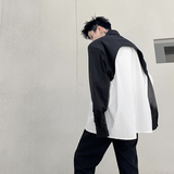 ins高级感小众黑白拼接撞色衬衫个性金属链条装饰衬衣潮H1681P78，男装衬衫，星座1114（原A254）