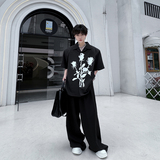 新中式高级感古巴领衬衫男个性印花短袖衬衣流行上衣潮H2138P75，男装衬衫，星座1114（原A254）