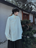 新中式立领盘扣衬衣男女同款高级感百搭打底长袖衬衫潮H2095P75，男装衬衫，星座1114（原A254）