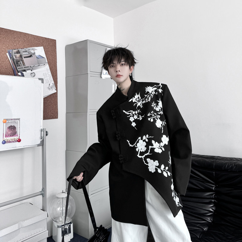 新中式盘扣设计感西装外套男小众印花设计西服韩版潮H2225P135,男装西服,星座1114（原A254）