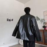 小众亮皮西装外套男PU鳄鱼皮垫肩西服高级上衣潮流H1996P125，男装西服，星座1114（原A254）