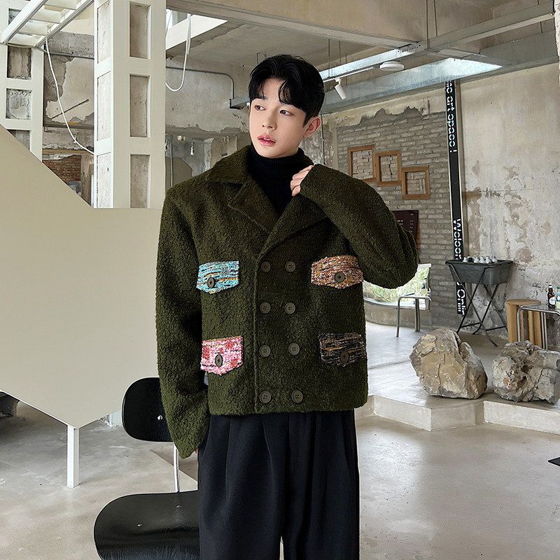 毛呢大衣男短款韩版帅气双排扣风衣宽松加厚妮子外套潮H2020P135，男装毛呢大衣，星座1114（原A254）