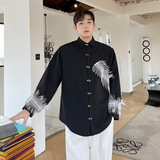 网红小众明星同款演出衬衫个性痞帅垫肩韩版长袖衬衣潮H1613P78，男装衬衫，星座1114（原A254）