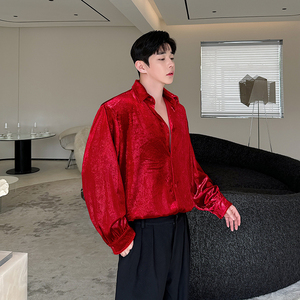 小众金属感痞帅衬衣高级感宽松坠感衬衫演出舞台装潮 H2208 P95图片
