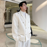 ins网红高级设计感西装外套男韩版个性链条装饰西服潮H1573P128，男装西服，星座1114（原A254）