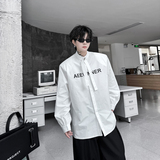 网红高级感金属扣飘带设计师款衬衫男女字母印花衬衣潮H2185P80，男装衬衫，星座1114（原A254）
