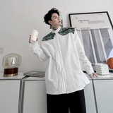 ins网红小众走秀款印花拼接衬衫男明星同款设计感衬衣H1696P75，男装衬衫，星座1114（原A254）