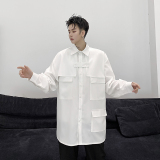 工装衬衫男设计感复古街头发型师宽松上衣个性长袖衬衣H1101P75，男装衬衫，星座1114（原A254）