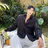 网红衬衫男夏季防晒衫透气薄款宽松开衫透明衬衣韩版H1222，男装衬衫，星座1114（原A254）