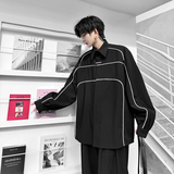 小众明星同款黑白织带撞色衬衫男女高级感字母印花衬衣H2189P95，男装衬衫，星座1114（原A254）