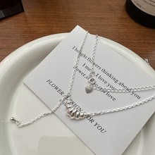 通体纯银小众法式牛角包项链饰品女高级感锁骨链个性项链女潮时尚
