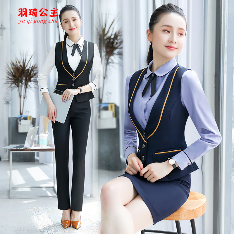 马甲套装女职业航空公司时尚空姐西服气质制服酒店前台秋冬工作服