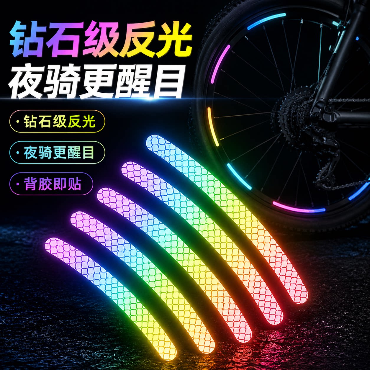 夜间反光警示自粘轮毂贴
