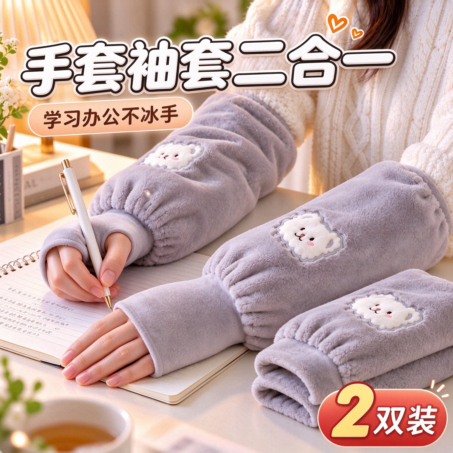 冬季加厚保暖二合一护袖