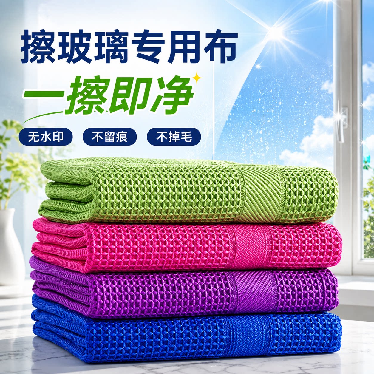 擦玻璃毛巾吸水不易掉毛无痕