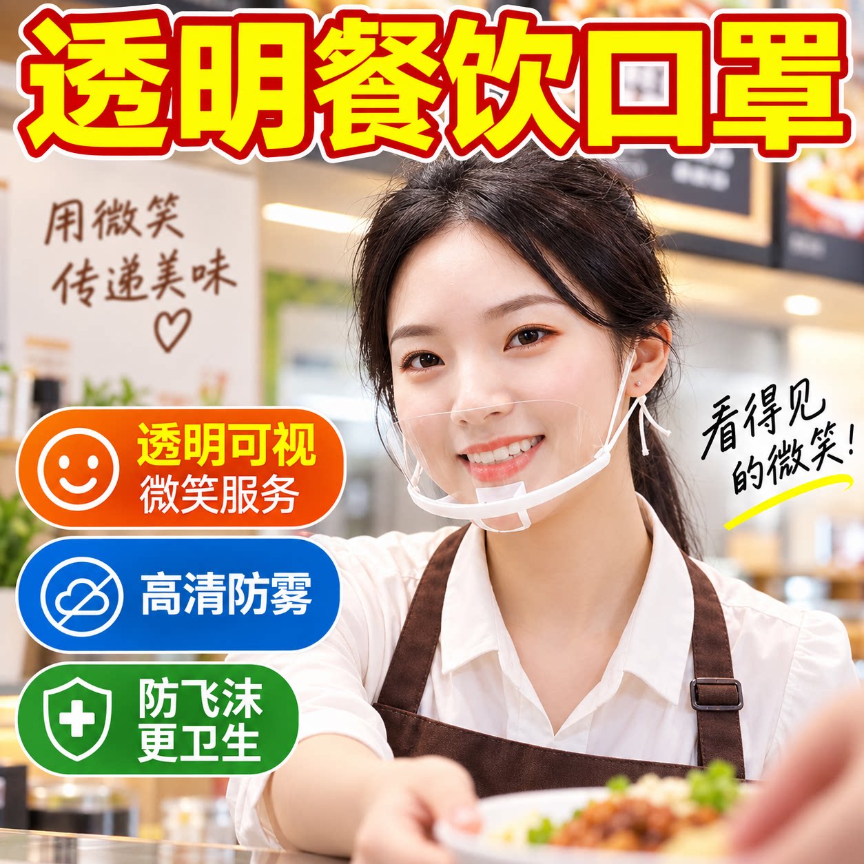 餐饮厨师防飞沫可水洗口罩