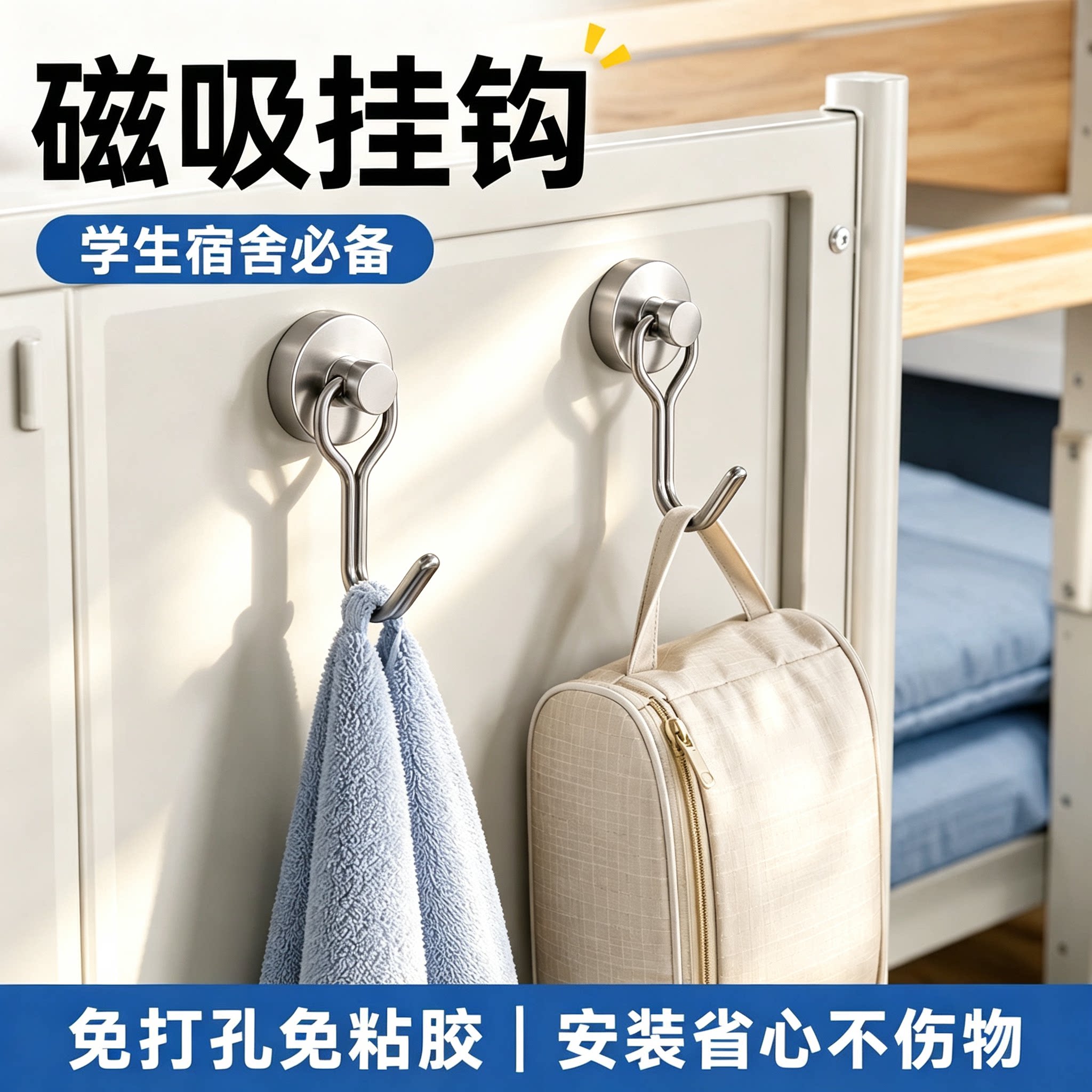 大学生宿舍必需用品大全上铺神器高中生住校生新生开学磁吸挂钩子