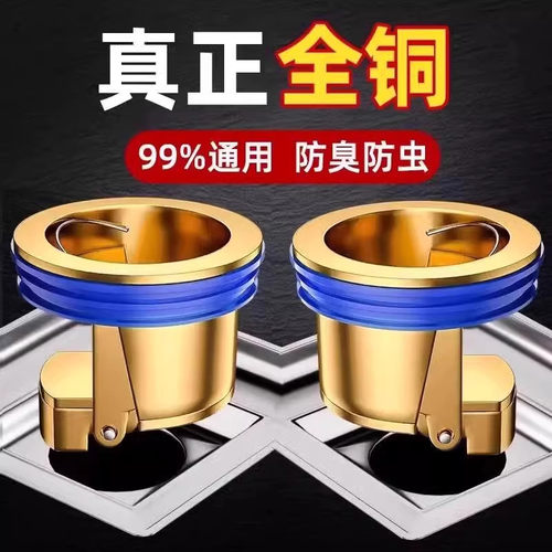 卫生间地漏防臭神器通用厕所防蚊虫下水管道口全铜内芯防返臭味器
