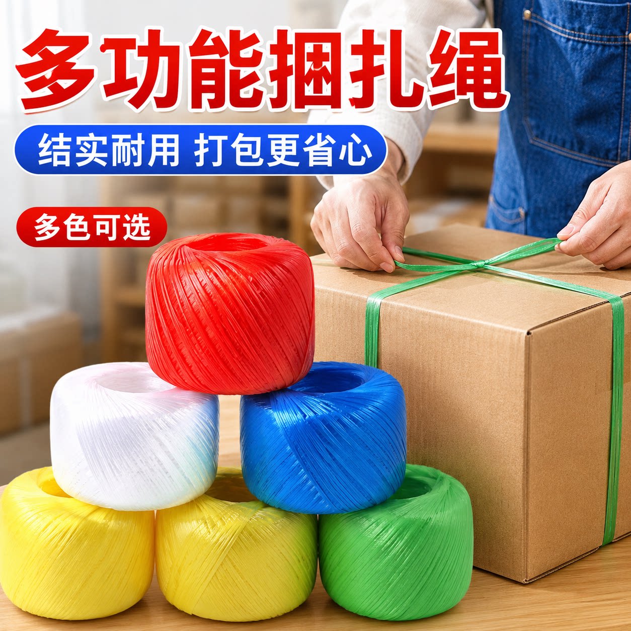 全新料PP彩色防滑撕裂捆扎绳