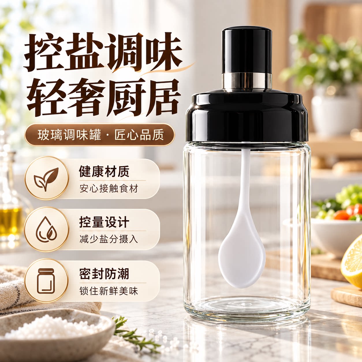 玻璃调味罐控盐分装套装
