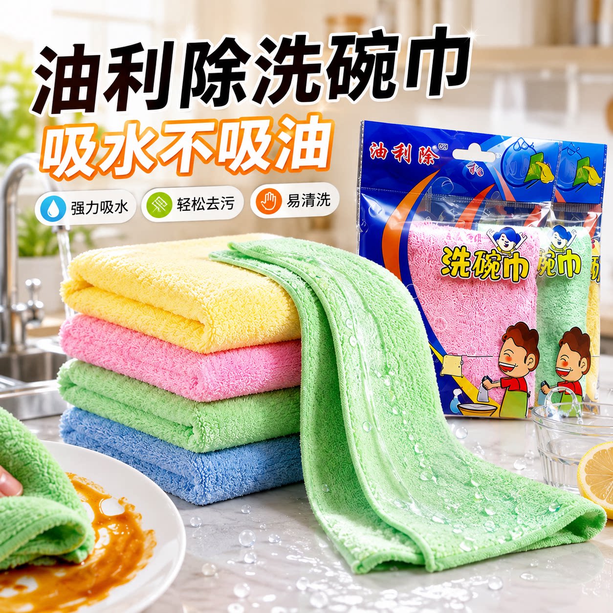 油利除洗碗百洁抹巾海绵擦木纤维