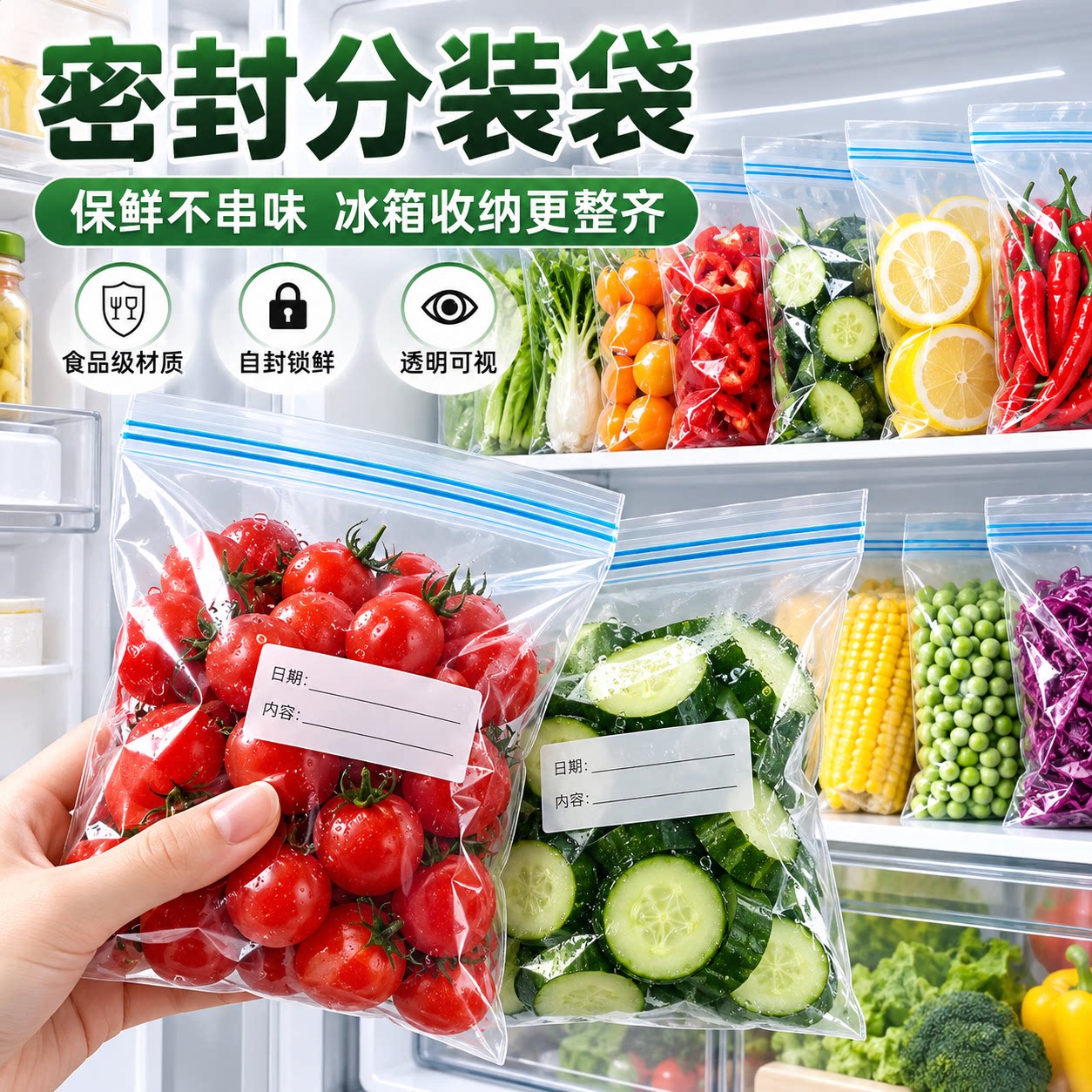 冰箱加厚食品级自封保鲜袋