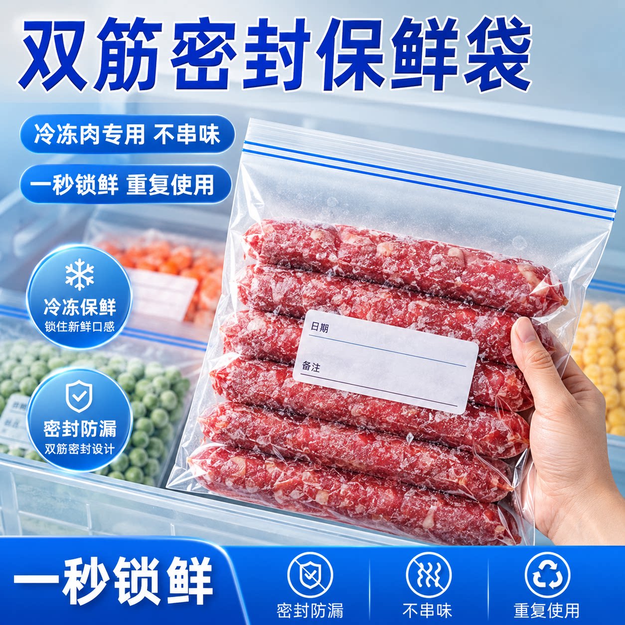 保鲜袋食品级家用加厚自封袋子