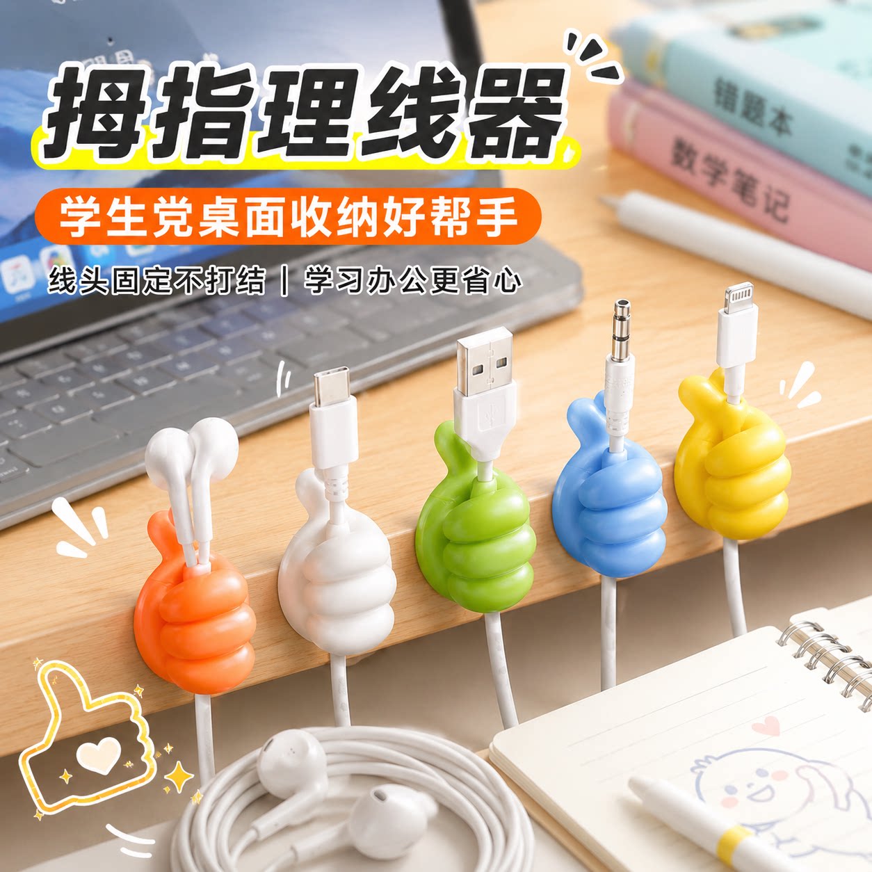 大拇指挂钩多功能理线器强力粘胶免打孔数据线固定电线收纳集线器