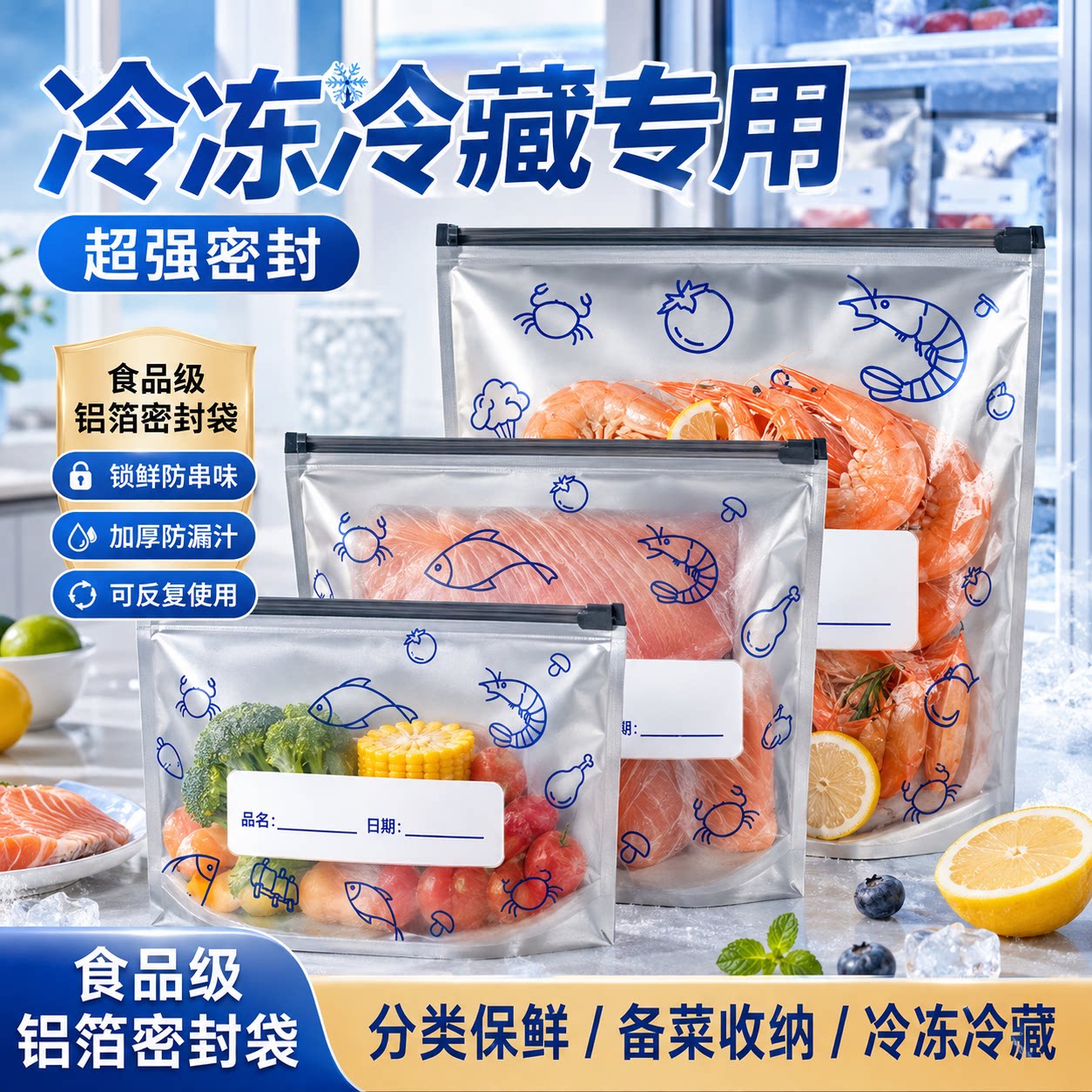 铝箔保鲜密封袋食品级冰箱家用