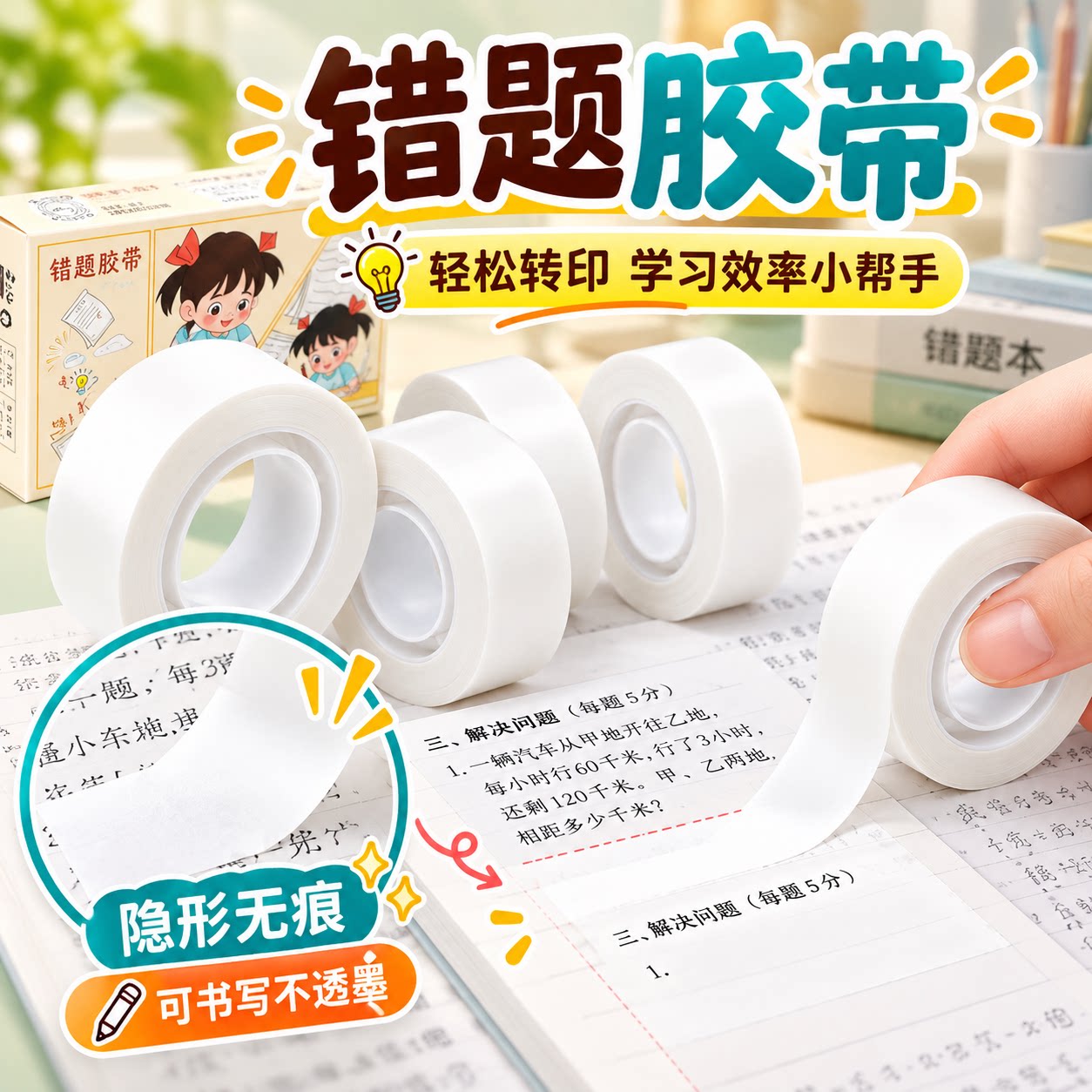 学生错题隐形无痕易撕胶带