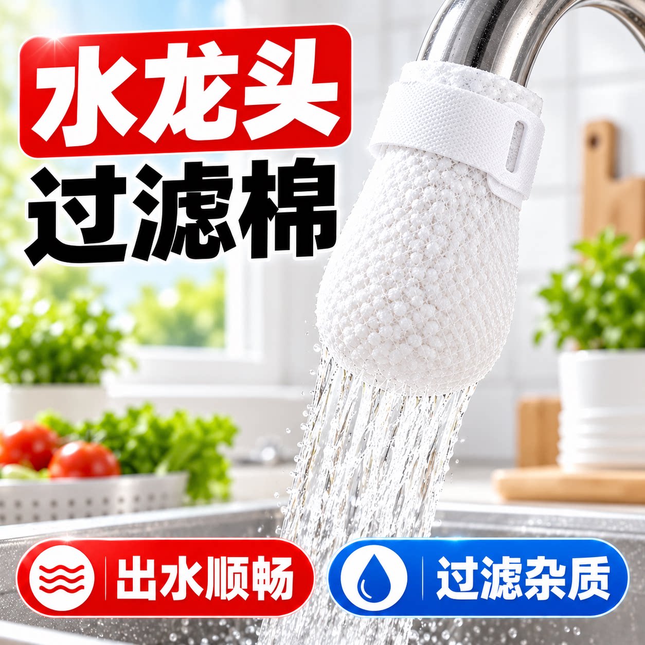自来水山泉水净水过滤棉家用加厚水龙头去除泥沙铁锈水垢杂质
