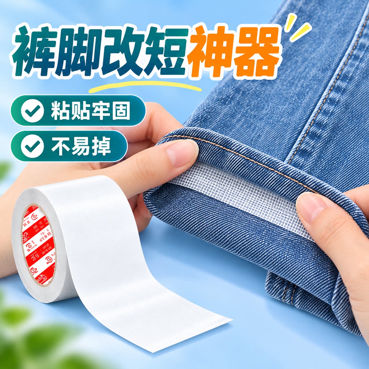 免缝纫免烫自粘裤脚改短固定贴