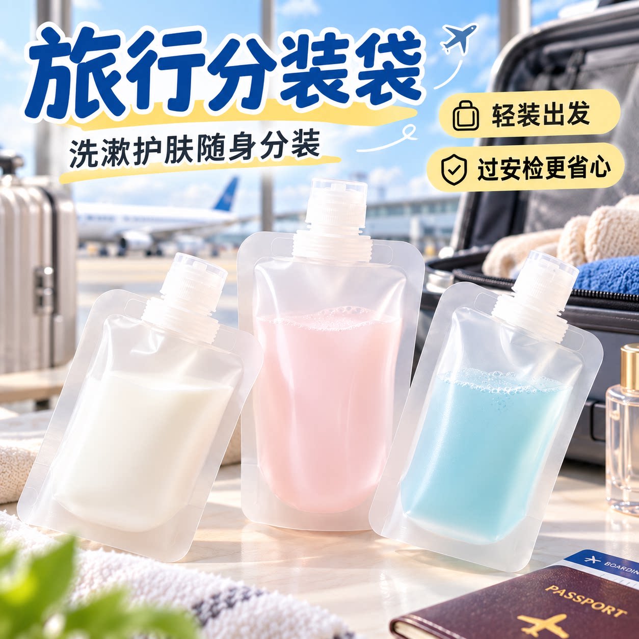 便携旅行分装袋套装化妆品洗漱用品分装瓶洗发水沐浴露洗面奶收纳